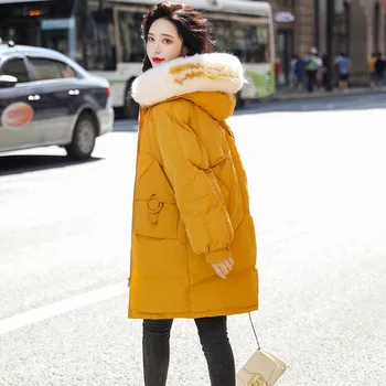 

2019 new Down Cotton Padded Women Long Section Loose Korean Winter Outerwear Women Fashion Hooded Large Size Cotton Jacket YH543