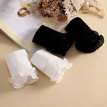 

Detachable Shirt Pleated Flare Sleeve False Cuffs Solid Color Pleated Layered Decorative Women Clothing Accessory