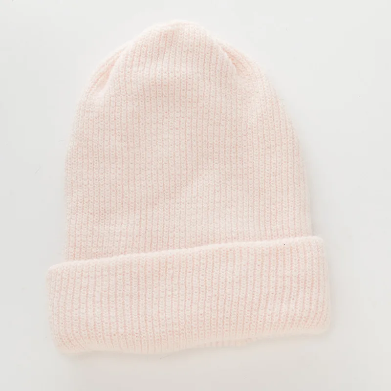 Male Ma'am Set Head Cap Angola Rabbit's Hair Double-deck Thickening Knitting Wool Earmuffs Hats - Цвет: pink colour