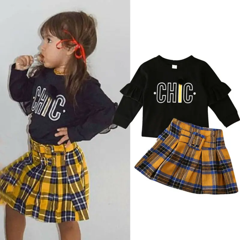 Yellow plaid skirt baby Outlet