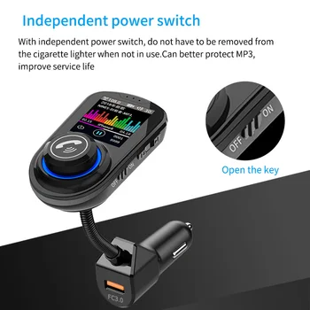 

TIOODRE G45 Car Mp3 Bluetooth 5.0 Player Color Large Screen lossless Sound Dual USB Car Charger FM Transmitter Voice wake-up