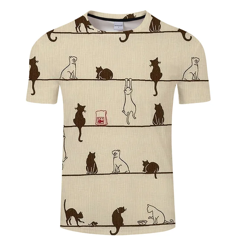 Модная новинка, крутая футболка для мужчин/женщин, Harajuku Wolf, 3d Футболка с принтом двух котов, короткий рукав, летние топы, футболки, мужская футболка, 5XL - Цвет: T1359