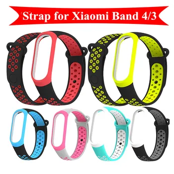 

For Xiaomi Mi Band 4 3 Strap Breathable Replacement Double Color Smart band Silicone Bracelet For Mi Band4 miband 4 wrist strap