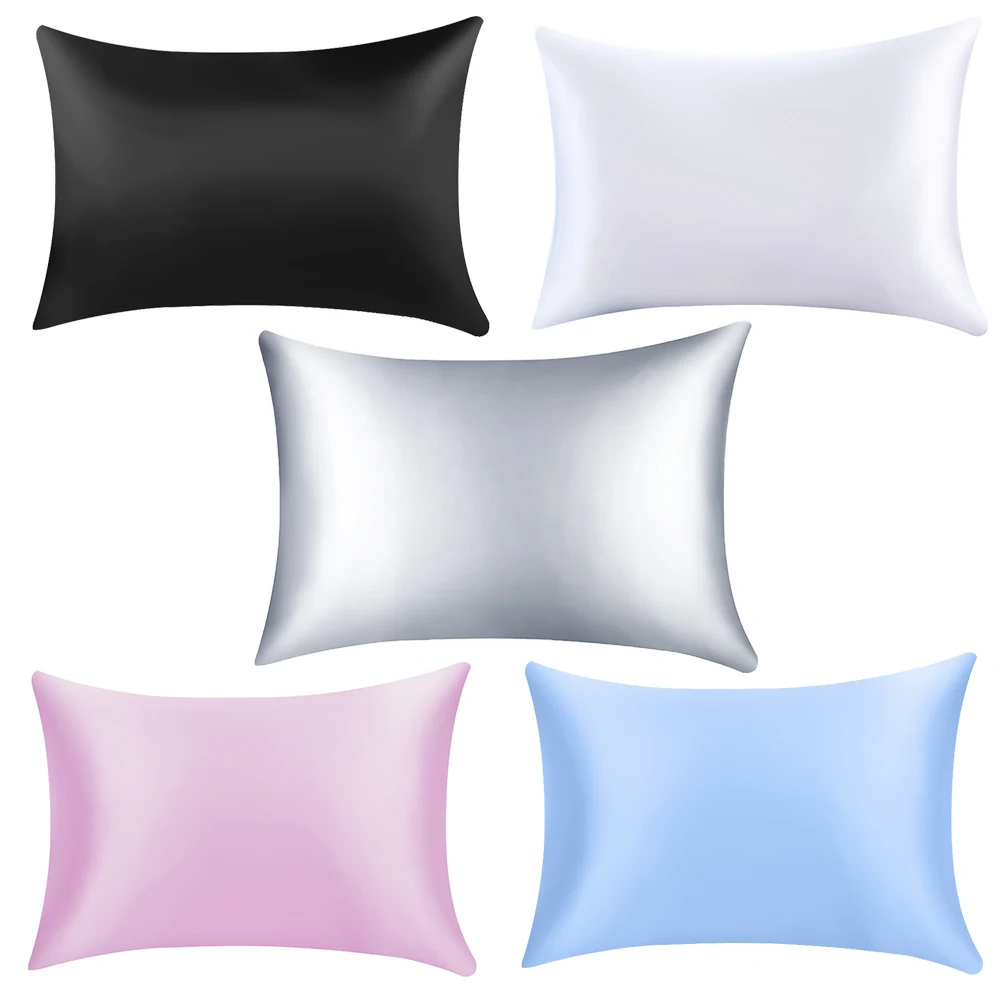 

DIDIHOU Pure Emulation Satin Silk Pillowcase Soft Mulberry Plain Pillow Case Cover Chair Seat Square Pillow Single Cover Home