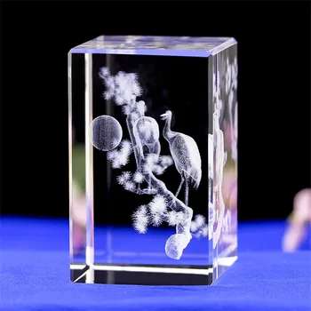 

CRYSTAL ORNAMENTS TRADITIONAL CHINESE CRANES HOME DECORATION ACCESSORIES 3D LASER ENGRAVING VINTAGE HOME DECOR