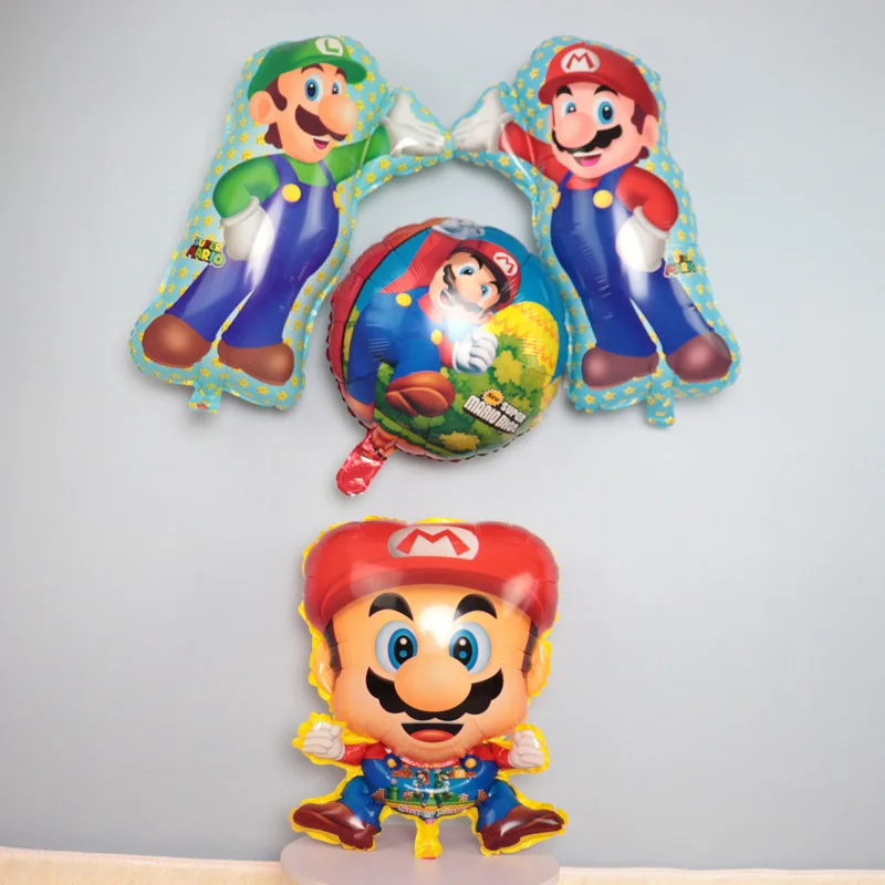6 шт. воздушные шары "Супер Марио" 32 дюйма номер фольги шар мальчик девочка игрушка super mario bros день рождения синий красный шар набор декора