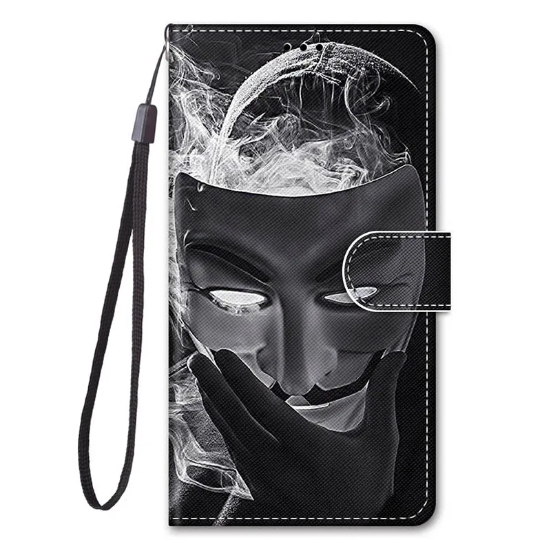 A6 A9 A7 кожаный чехол на СПС Coque samsung Galaxy A80 A90 A40 A50 A60 A70 Чехлы для samsung M20 M10 M30 M30s A40s чехол-портмоне с функцией подставки - Цвет: Smoke Mask