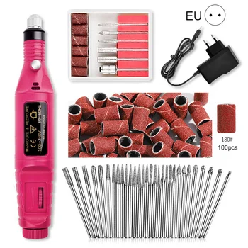 

Professional Electric Nail Drill Machine Set with 30pcs Nail Drill Bits 180# Nail Grinding Head Grinding Manicuring Files Tools