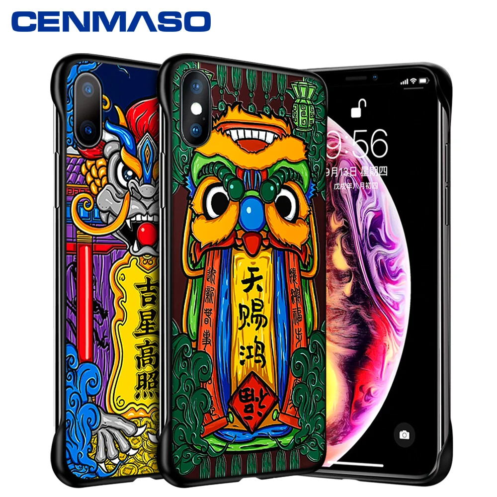 Чехол из закаленного стекла для iPhone 11, чехол, китайский талисман, Жесткий ПК, безрамный 3D рельефный чехол для iPhone X XR XS 11 Pro Max