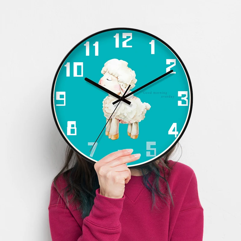 Cartoon Wall Clock Art Design Children Stylish Minimalist Wall Clock Quartz Reloj Pared Grande Bedroom Home Decor SS60WC