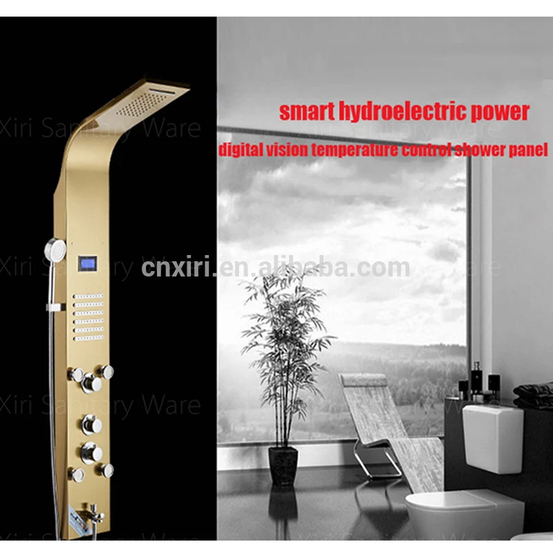 

Stainless Steel Hydroelectric Power Thermostatic Shower Panel With Digital Smart Temperature Control XR-90043