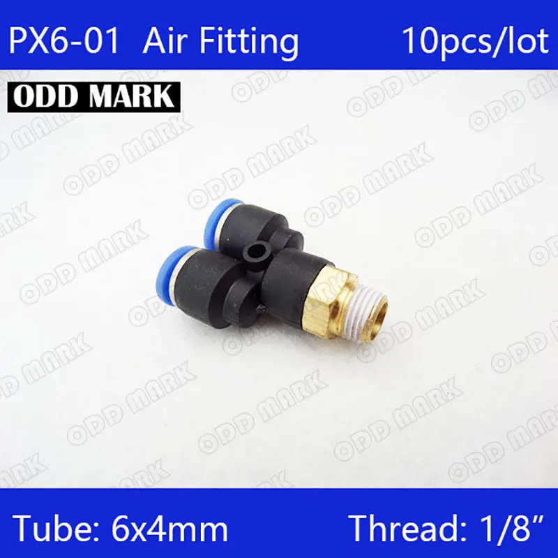High quality 10Pcs PX6-01 Air Pneumatic 1/8&quot PT to 6mm Y Shaped Push in Connectors Quick Fittings | Обустройство дома