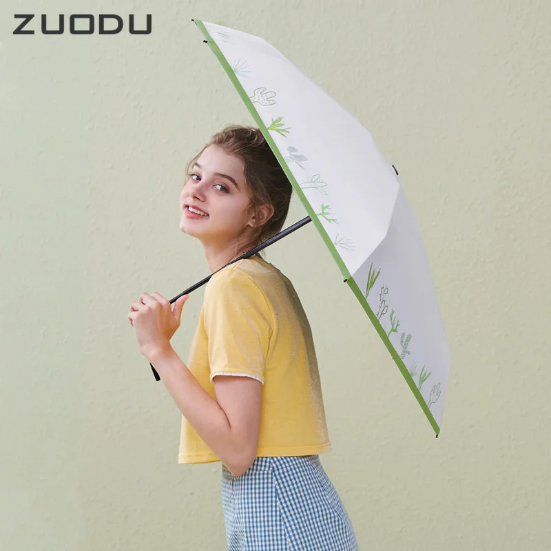 

ZUODU Mini UV Protection Parasol Women Sun Rain Folding Small Umbrella Compact Windproof Travel Outdoor Cute Girl Umbrella G5G