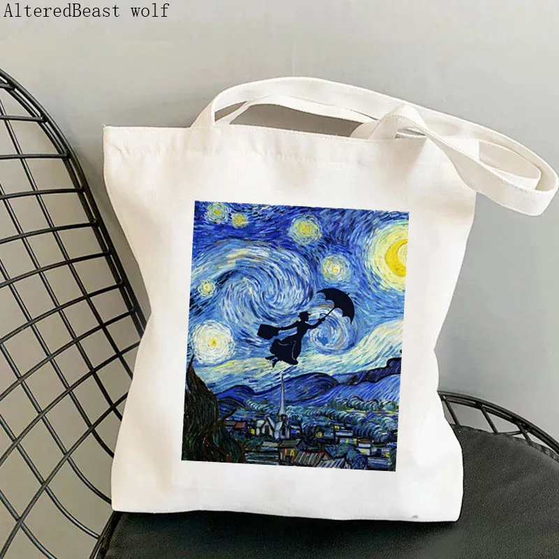 Women Shopper Mary Poppins Fitted Printed Kawaii Bag Harajuku Shopping Canvas Shopper Bag girl handbag Tote Shoulder Lady Bag