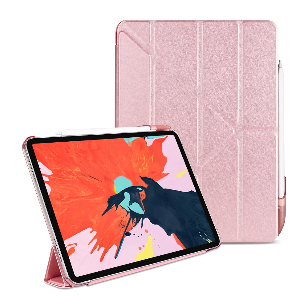 Магнитный чехол для ipad Pro 11 чехол с карандашом держатель искусственная кожа+ Поликарбонат твердый переплет Смарт для ipad Pro 11 крышка - Цвет: Rose Gold