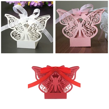

50pcs Butterfly Wedding Favour Box Birthday Party Gifts Candy Boxes Pink