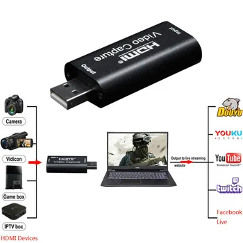 

Mini Video Capture Card USB 2.0 HDMI Video Capture Grabber Phone Game HD Camera Capture Recording Box + PC Live Streaming