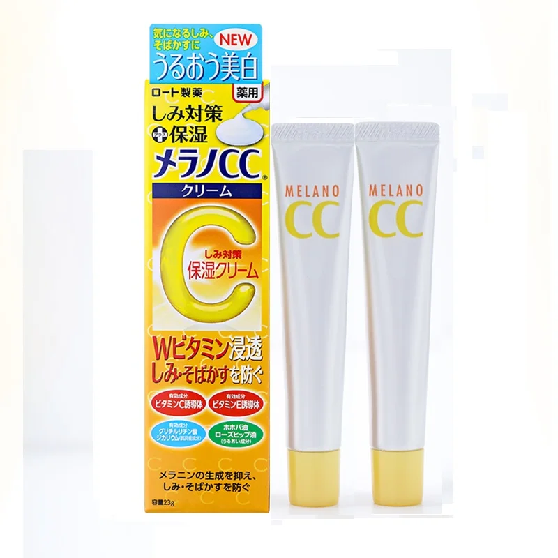 【2PCS】ROHTO MELANO CC ESSENCE | VITAMIN WHITENING CREAM 23G Красота и здоровье