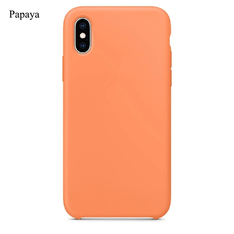 papaya Роскошный официальный силиконовый чехол с логотипом чехлы для iPhone 6 s 7 8 plus для Apple IPhone X XS Max XR айфон 8 плюс афон айфона xr кейс чехля чехла чехле бампер case cover - Цвет: papaya