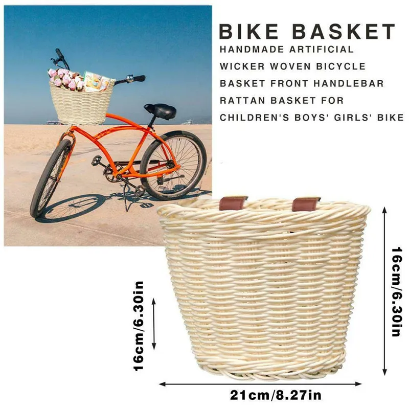 Bicycle Panniers Kids Front Handlebar Rattan Handwoven Woven Bike Basket For Bicycles Wicker Basket