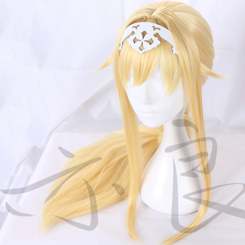 Sword Art Online Alice Synthesis Thirty 85cm Long Blonde Braid  Heat Resistant Synthetic Hair Cosplay Halloween + Free Wig Cap