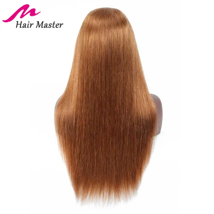 Hair Master 4x4 закрытие парик Мёд блондинка Цвет 30 Реми бразильские прямые волосы парик с коротким и длинным парики 8-28 дюймов человеческие волосы парик
