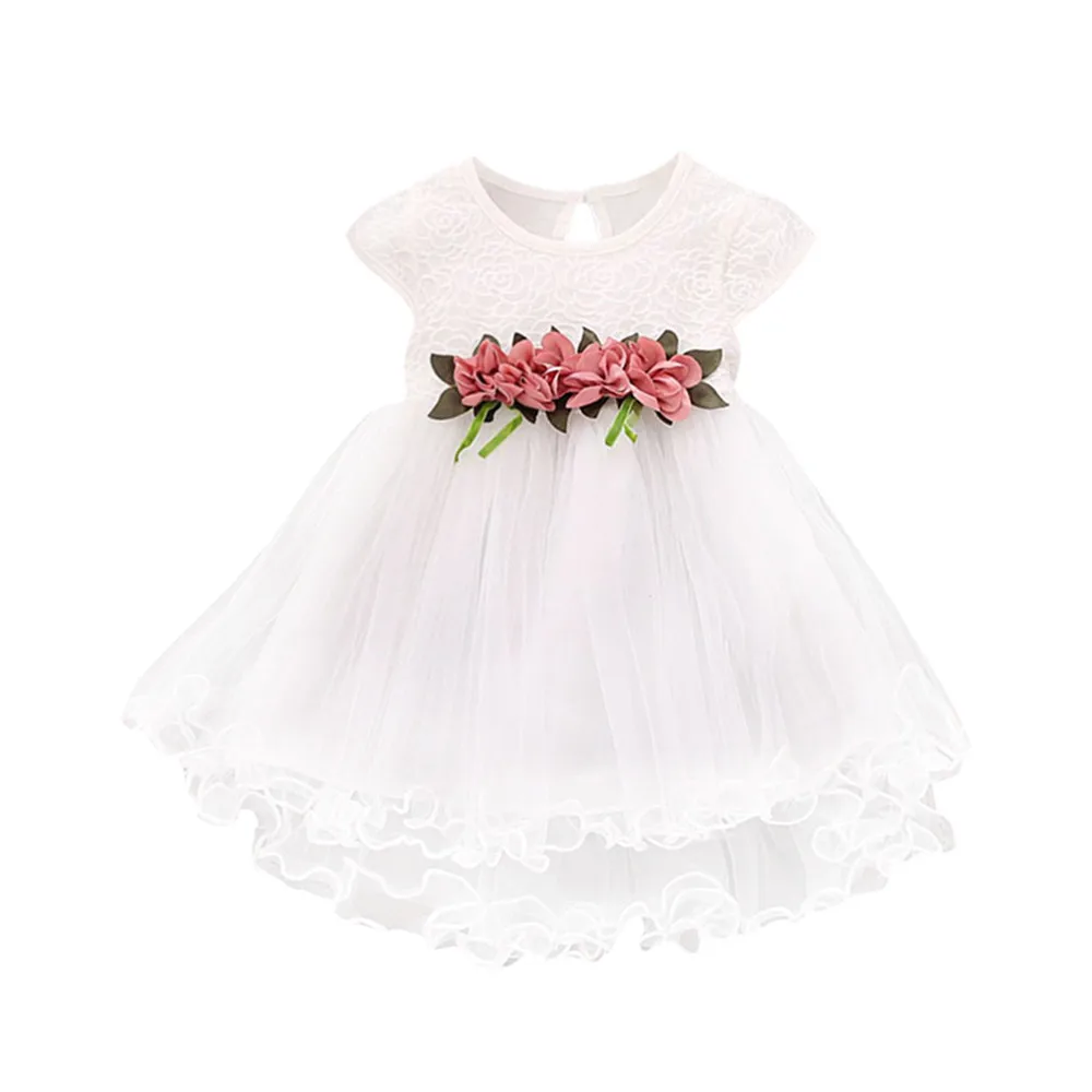 Модное платье для маленьких девочек; Хлопковое платье с круглым вырезом для маленьких девочек; Летние вечерние фатиновые платья принцессы с цветочным рисунком на свадьбу; H4 - Цвет: C