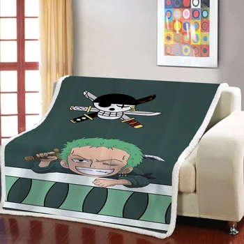 

New One Piece Sherpa Fleece Throw Blanket on Sofa Bed Couch Anime Bedding for Travel Camping 150x200cm for Teens Boys