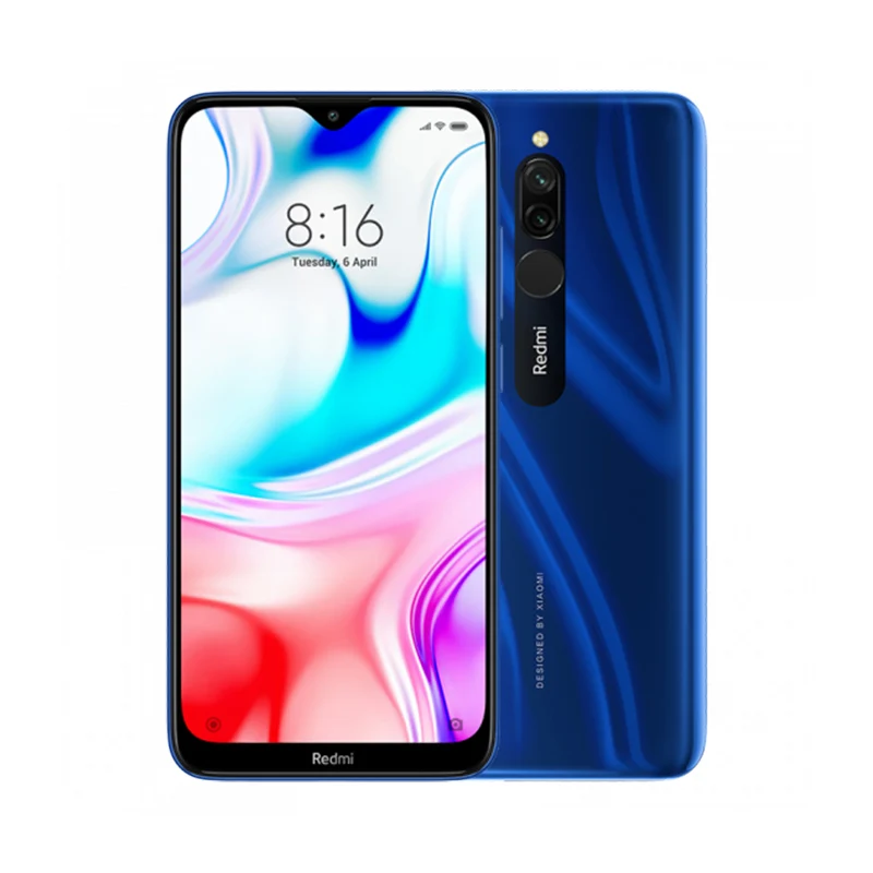 Xiaomi Redmi 8 с глобальной ПЗУ, 4 ГБ, 64 ГБ, Восьмиядерный процессор Snapdragon 439, двойная камера 12 Мп, мобильный телефон, 5000 мАч, большая батарея, обновление OTA - Цвет: Blue