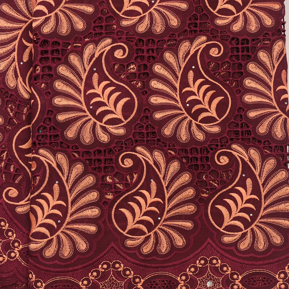 2019 Swiss Voile Lace In Switzerland High Quality African 100%Cotton Lace Fabric With Stone Nigerian Every Dress Party QF3171B-2