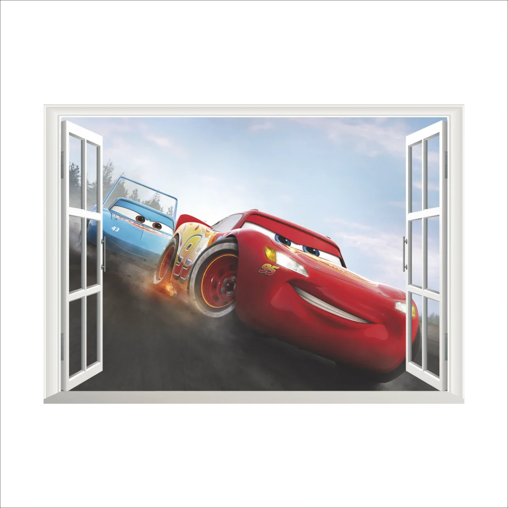 3d мультфильм молния Mcqueen окна Наклейки на стены детские комнаты домашний декор Дисней наклейки для автомобилей ПВХ художественная Мураль Сделай Сам плакаты - Цвет: 14263