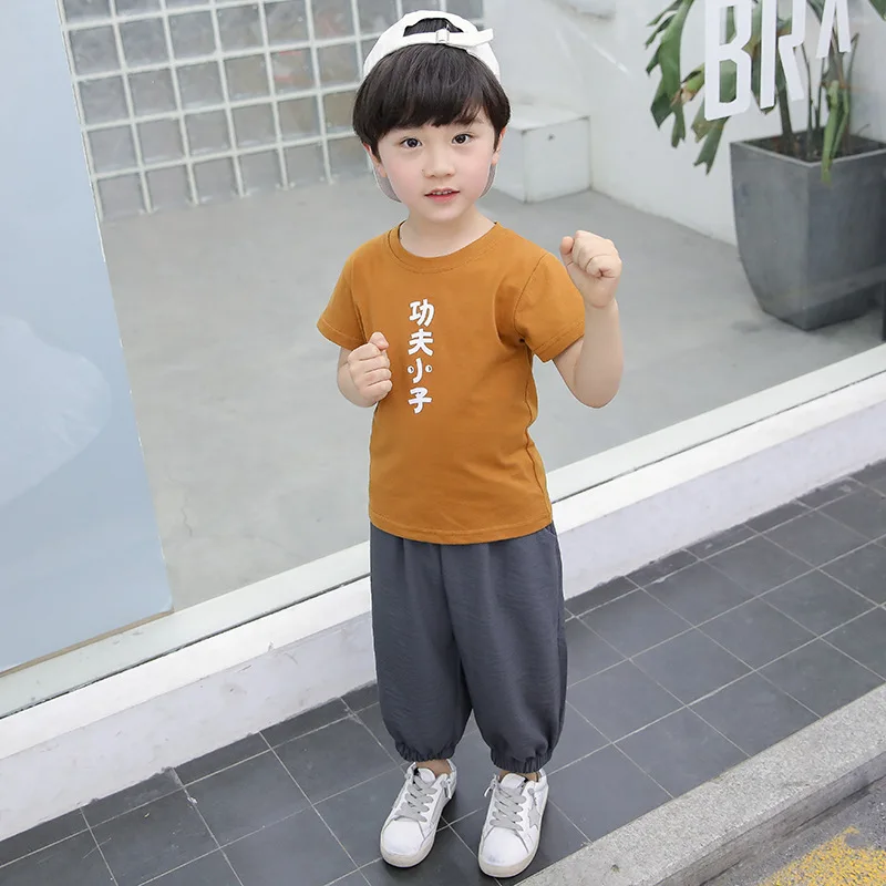 

Childrenswear Summer Wear 2019 New Style BOY'S Suit Casual Sports Two-Piece Set Big Virgin Boy Summer Korean-style Fashion