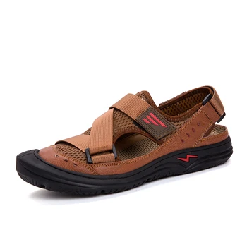 

Summer Sandals Men Leather Classic Roman Sandals 2020 Slippers Outdoor Sneaker Beach Rubber Flip Flops Men Trekking Sandals