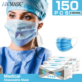 

150pcs /3box Disposable medical surgical masks 3 Layers masque mascherie Breathable Face Masks Safety Earloop Mouth Mask