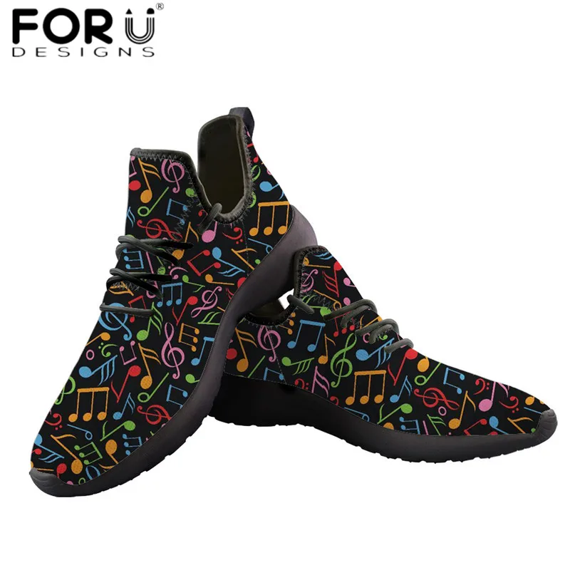 FORUDESIGNS/разноцветные Сникеры с сеткой и принтом нот; женская трикотажная обувь на плоской подошве; модная женская повседневная обувь; дышащая обувь на плоской подошве - Цвет: HX392Z60