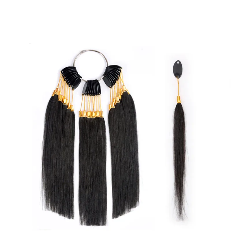 30Pcs/Set 100% Human Virgin Hair Color Ring for Human Hair Extensions and Salon Dyeing Sample, Can Be Dye Any Color