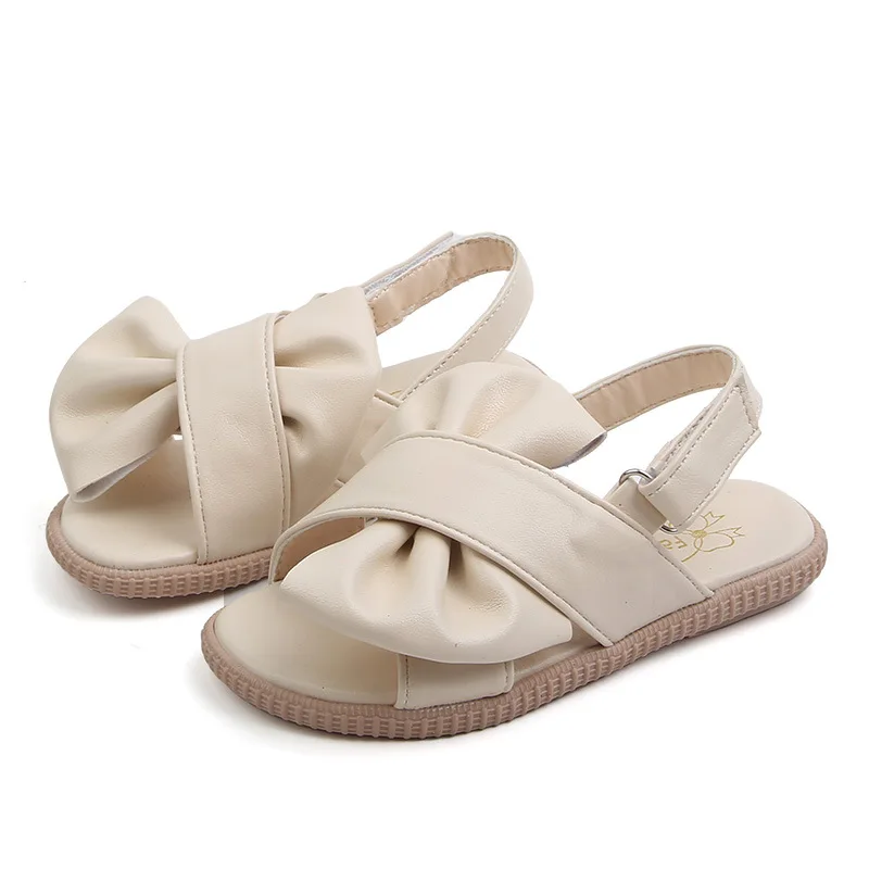 CUZULLAA 2020 Summer Children Sandals for Girls Bow Beach Shoes Kids Soft Bottom Flip Flops Dress Size 26-36 | Детская одежда и