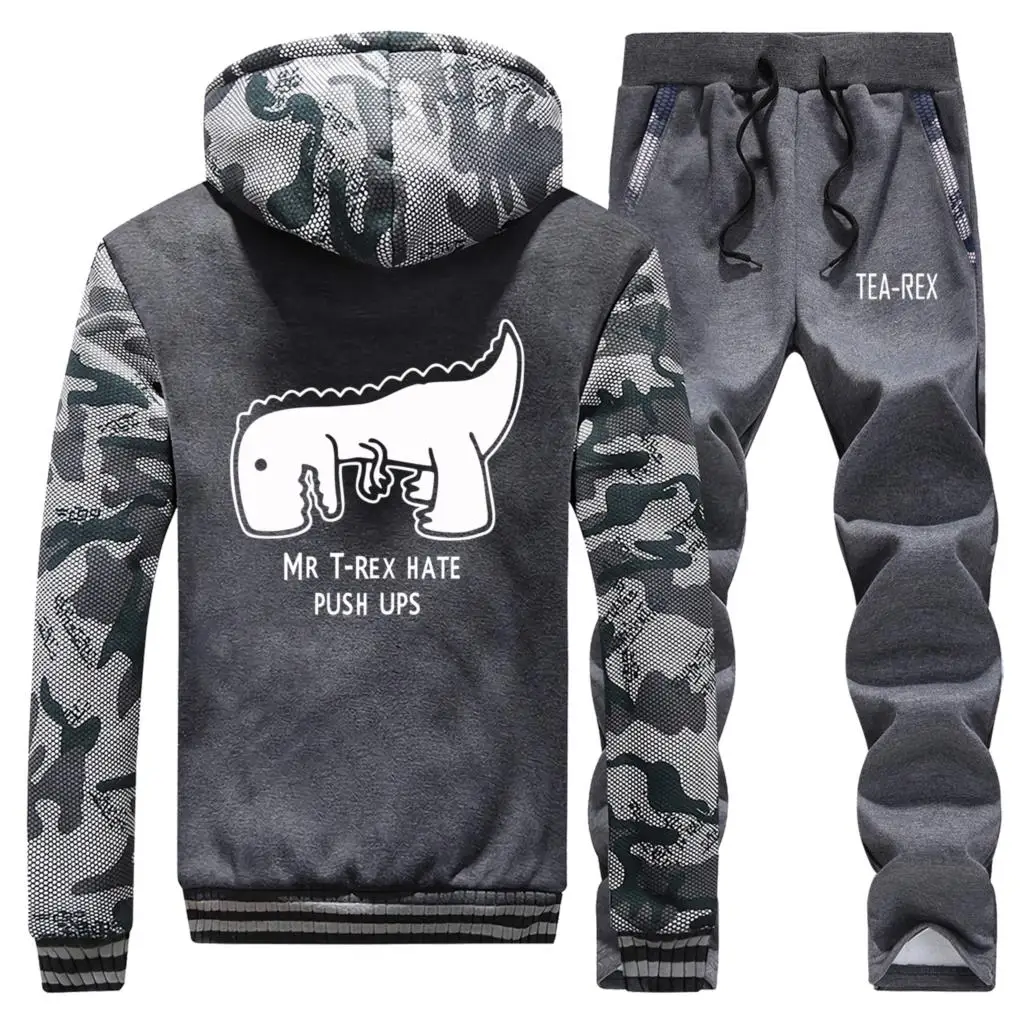 MR T-REX PUSH UPS Mens Thick Hoodies Sports Pants 2019 Hot Selling Brand Costume Men Streetwear Coat Zip Clothing Male Sweatpant | Мужская