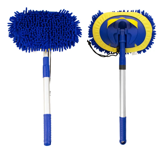 2 In 1 Microfiber Car Wash Mop Brush Kit Long Handle Extension Cleaning  Tool