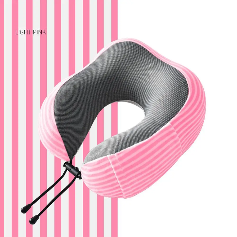 light pink Подушка для путешествий u-образная Удобная ортопедическая Шейная Подушка латексно-хлопковый медленный отскок функциональная авиационная офисная подушка для шеи - Цвет: light pink