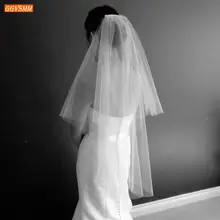 Элегантные белые двухслойные Свадебные вуали 120 см из мягкого тюля с обрезанными краями, короткая свадебная вуаль цвета слоновой кости с расческой, хорошо продаются аксессуары для невесты