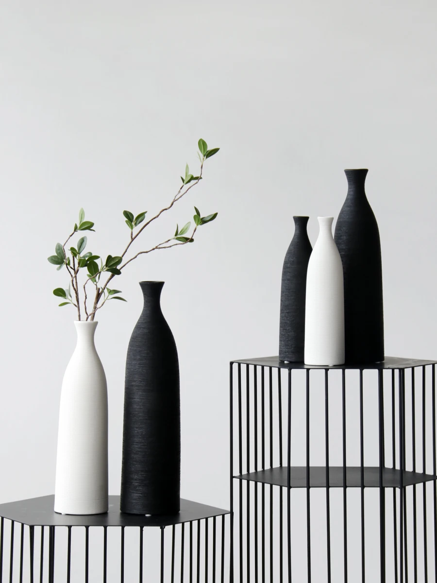 Простой современный черный, белый цвет Керамика ваза аксессуары ремесел дома гостиной настольные статуэтки украшения офисная мебель украшения
