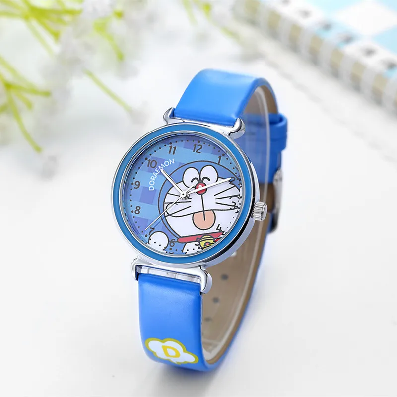 Высококачественные водонепроницаемые милые брендовые кварцевые часы с кожаным ремешком для детей, девочек и мальчиков, повседневные наручные часы с браслетом - Цвет: Синий
