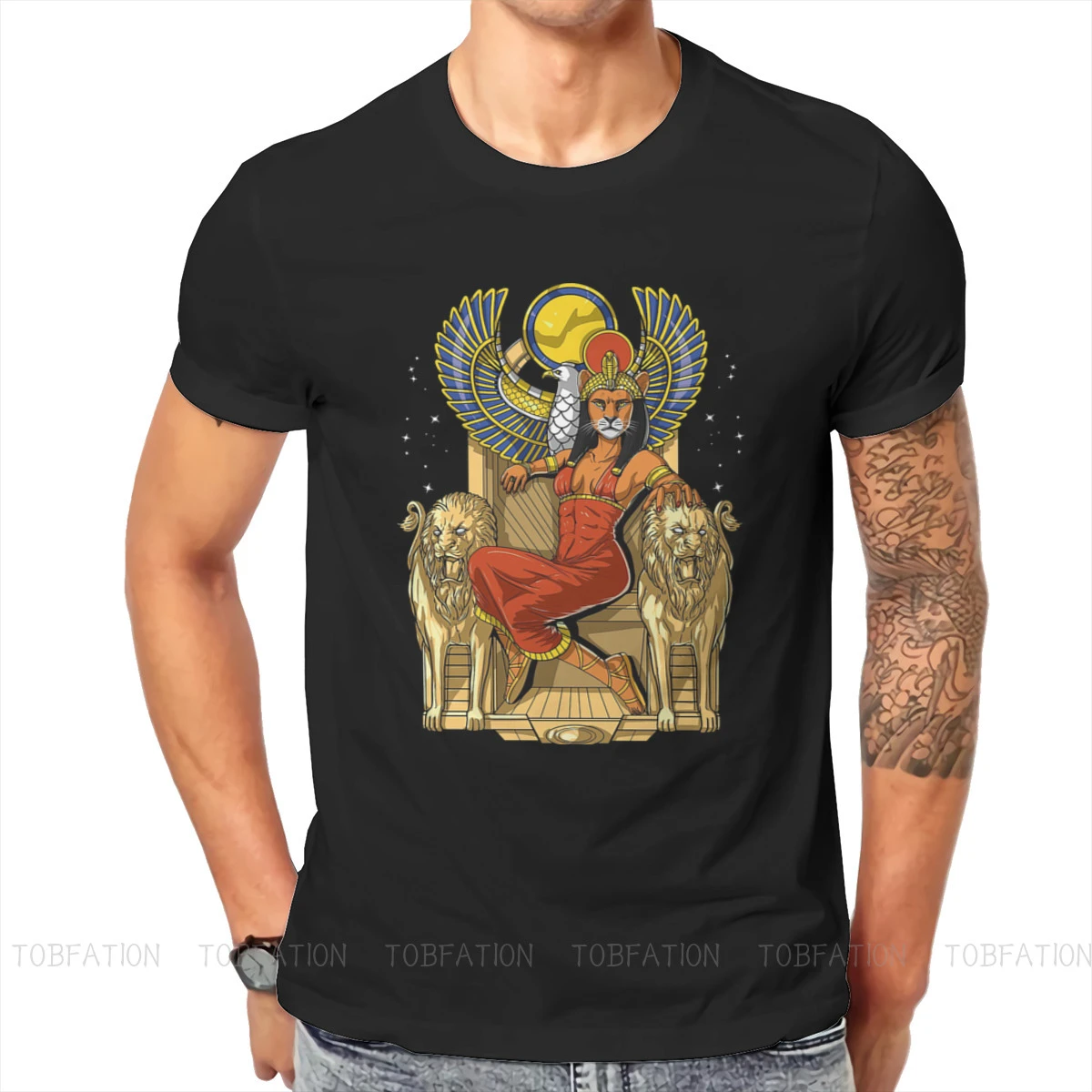 Egyptische Oog Van Horus Ankh Originele T shirts Leeuwin Godin Sekhmet  Personaliseer Homme T shirt Grappige Kleding 6XL|T-shirts| - AliExpress