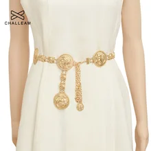 Модный Роскошный дизайнерский брендовый ремень на цепочке для женщин с золотыми монетами и дельфинами, металлические поясные ремни для женщин, аксессуары для одежды 106