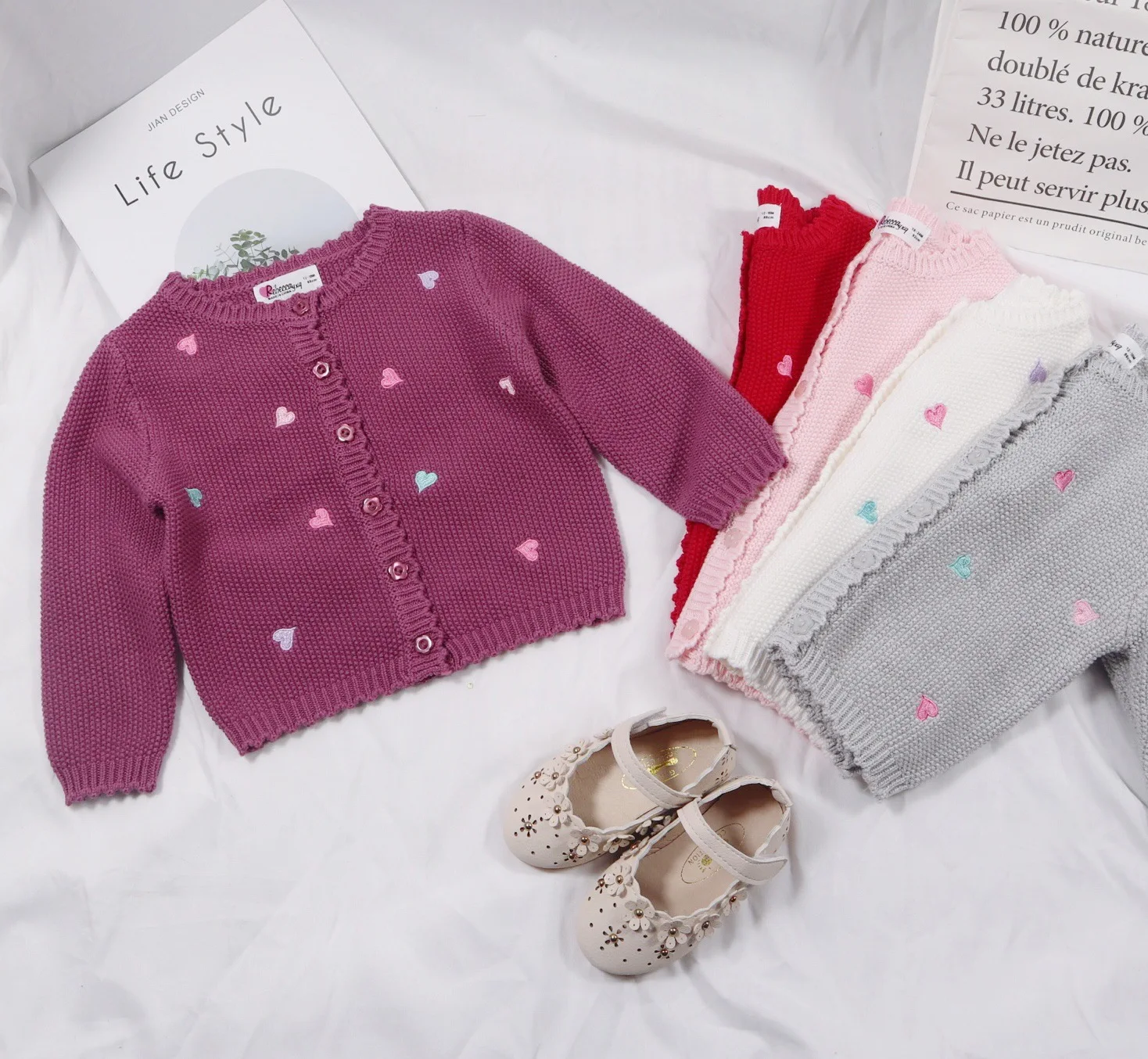 

Spring New Products GIRL'S Cardigan Sweater Children Baby Korean-style Sweater Pure Cotton Crew Neck Sweater Coat