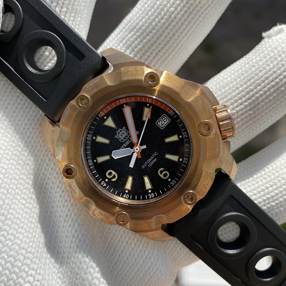 

New Arrival SD1942S CUSN8 Bronze Men's Watch STEELDIVE 45mm Case Double Color Swiss Luminous 1000M Waterproof Mechanical Watch