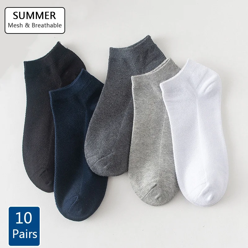 

10Pairs/lot Mens Socks Cotton Mesh Short Ankle Socks Summer Business Breathable Male Sock Meias Man Sox New High Quality