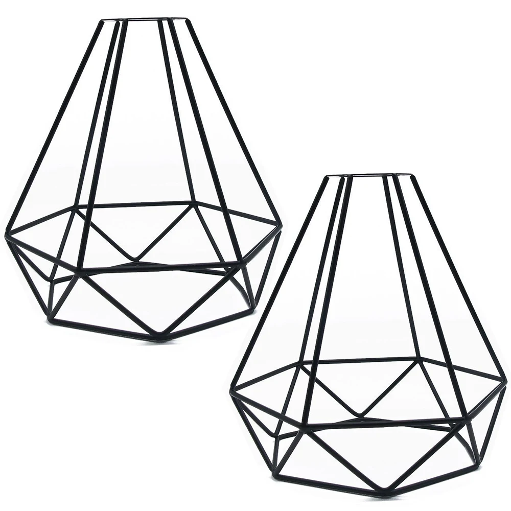 2Pack Black Старинный светильник, лампа, защитный абажур для лампы, клетка, металлические подвесные светильники, потолочный светильник, настенная защита лампы, черный/золотой бриллиант, форма abajur D35 - Цвет корпуса: 2Pack Black