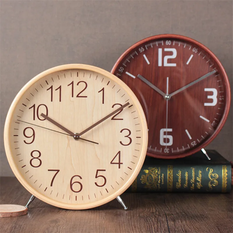 

Creative Mute Table Clock Office Desktop Living Room Simple Solid Wood Clock Modern Large Pendulum Clock Minimalist Ornaments